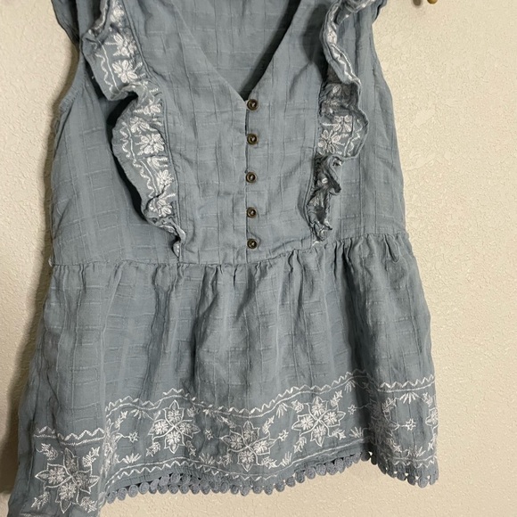Knox Rose Blue Gray Eyelet Boho Sleeveless Blouse XS - Picture 6 of 6